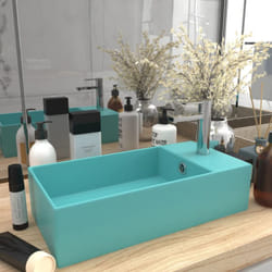 Lavabo, Lavandino con Troppopieno in Ceramica Verde Chiaro Vidaxl 1847