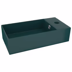 vidaXL Lavandino con Troppopieno in Ceramica Verde Scuro - Vista aggiuntiva 2