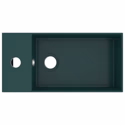 vidaXL Lavandino con Troppopieno in Ceramica Verde Scuro - Vista aggiuntiva 3