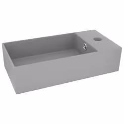 vidaXL Lavandino con Troppopieno in Ceramica Grigio Chiaro - Vista aggiuntiva 2