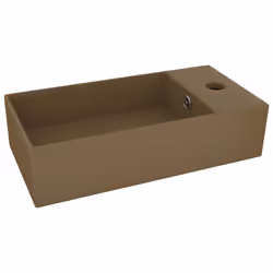 vidaXL Lavandino con Troppopieno in Ceramica Crema Opaco - Vista aggiuntiva 2