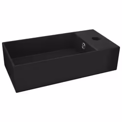 vidaXL Lavandino con Troppopieno in Ceramica Nero Opaco - Vista aggiuntiva 2