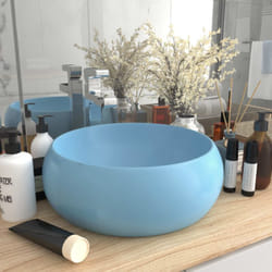 Vidaxl - Lavabo, Lavandino Lusso Rotondo Azzurro Opaco 40x15 cm in Ceramica 6696