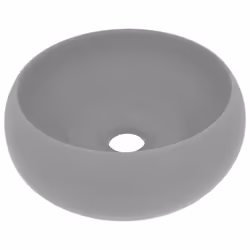 vidaXL Lavandino Lusso Rotondo Grigio Chiaro Opaco 40x15cm in Ceramica - Vista aggiuntiva 2