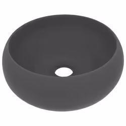 vidaXL Lavandino Lusso Rotondo Grigio Scuro Opaco 40x15 cm in Ceramica - Vista aggiuntiva 2