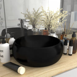 Lavandino Lusso Rotondo 40x15 cm moderno in Ceramica vari colori colore : NERO