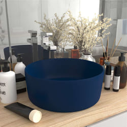 Vidaxl - Lavabo, Lavandino Lusso Rotondo Blu Scuro Opaco 40x15 cm in Ceramica 3462