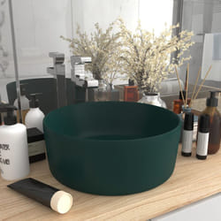 Lavabo, Lavandino Lusso Rotondo Verde Scuro Opaco 40x15 cm in Ceramica Vidaxl 5810