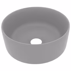vidaXL Lavandino Lusso Rotondo Grigio Chiaro Opaco 40x15cm in Ceramica - Vista aggiuntiva 2