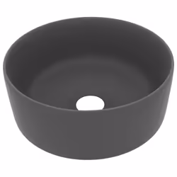 vidaXL Lavandino Lusso Rotondo Grigio Scuro Opaco 40x15 cm in Ceramica - Vista aggiuntiva 2