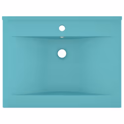 vidaXL Lavabo con Foro Rubinetto Verde Chiaro Opaco 60x46 cm Ceramica - Vista aggiuntiva 3