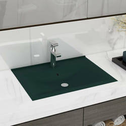 Vidaxl - Lavandino, Lavabo con Foro Rubinetto Verde Scuro Opaco 60x46cm in Ceramica 9802