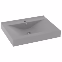 vidaXL Lavabo con Foro Rubinetto Grigio Chiaro Opaco 60x46 cm Ceramica - Vista aggiuntiva 2