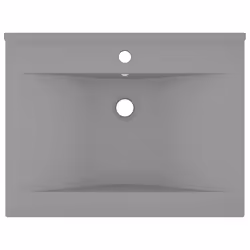 vidaXL Lavabo con Foro Rubinetto Grigio Chiaro Opaco 60x46 cm Ceramica - Vista aggiuntiva 3