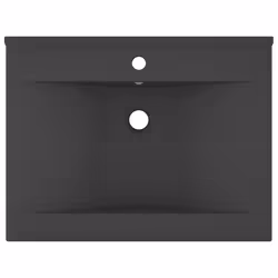 vidaXL Lavabo con Foro Rubinetto Grigio Scuro Opaco 60x46 cm Ceramica - Vista aggiuntiva 3