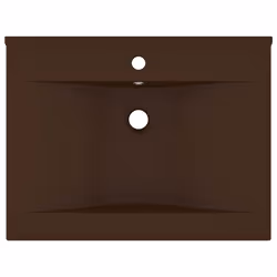 vidaXL Lavabo con Foro Rubinetto Marrone Scuro Opaco 60x46cm Ceramica - Vista aggiuntiva 3