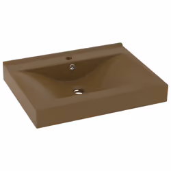 vidaXL Lavandino con Foro Rubinetto Crema Opaco 60x46 cm in Ceramica - Vista aggiuntiva 2