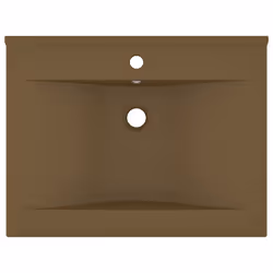 vidaXL Lavandino con Foro Rubinetto Crema Opaco 60x46 cm in Ceramica - Vista aggiuntiva 3