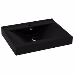 vidaXL Lavandino con Foro Rubinetto Nero Opaco 60x46 cm in Ceramica - Vista aggiuntiva 2