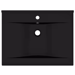 vidaXL Lavandino con Foro Rubinetto Nero Opaco 60x46 cm in Ceramica - Vista aggiuntiva 3