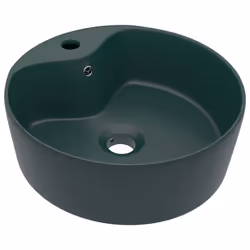 vidaXL Lavandino con Troppopieno Verde Scuro Opaco 36x13cm in Ceramica - Vista aggiuntiva 2