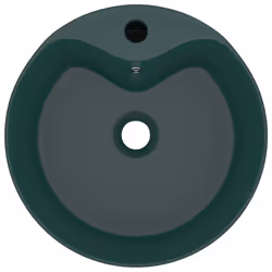 vidaXL Lavandino con Troppopieno Verde Scuro Opaco 36x13cm in Ceramica - Vista aggiuntiva 3