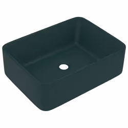 vidaXL Lavandino Luxury Verde Scuro Opaco 41x30x12 cm in Ceramica - Vista aggiuntiva 2