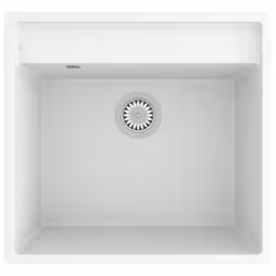 vidaXL Lavello da Cucina con Foro Troppopieno Bianco in Granito - Vista aggiuntiva 2