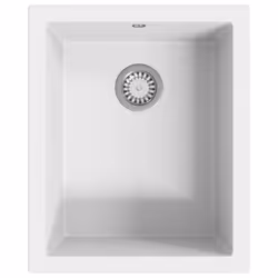 vidaXL Lavello da Cucina con Foro Troppopieno Bianco in Granito - Vista aggiuntiva 2