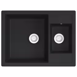 Lavello da Cucina Doppio con Foro Troppopieno Nero in Granitocod mxl 126319 - Vista aggiuntiva 2