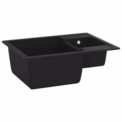 Lavello da Cucina Doppio con Foro Troppopieno Nero in Granitocod mxl 126319 - Vista aggiuntiva 3