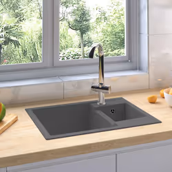 Colore: Grigio Materiale: 80% quarzo, 20% resina Dimensioni complessive: 580 x 440 x 172 mm (L x P x A) Dimensioni vaschetta ...