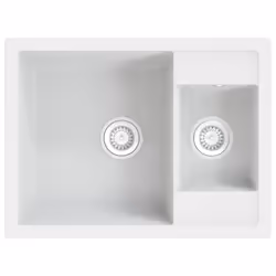 vidaXL Lavello da Cucina Doppio con Foro Troppopieno Bianco in Granito - Vista aggiuntiva 2