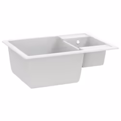vidaXL Lavello da Cucina Doppio con Foro Troppopieno Bianco in Granito - Vista aggiuntiva 3
