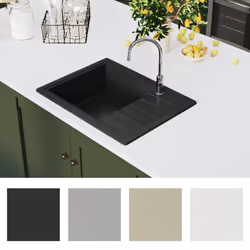 vidaXL Lavello da Cucina con Foro Troppopieno Ovale Nero in Granito - Vista aggiuntiva 3