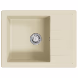 vidaXL Lavello da Cucina con Foro Troppopieno Ovale Beige in Granito - Vista aggiuntiva 2