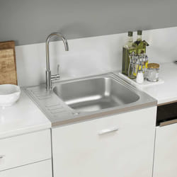 vidaXL Lavello da Cucina con Scarico Argento 600x500x155 mm Acciaio