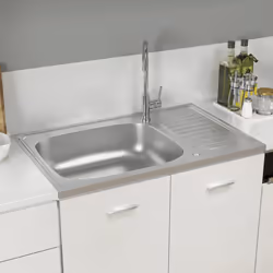 vidaXL Lavello da Cucina con Scarico Argento 800x500x155 in Acciaio - Vista aggiuntiva 3