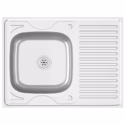 vidaXL Lavello da Cucina con Scarico Argento 800x600x155 mm Acciaio - Vista aggiuntiva 2