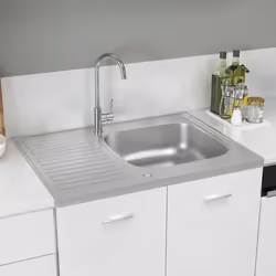vidaXL Lavello da Cucina con Scarico Argento 800x600x155 mm Acciaio - Vista aggiuntiva 3