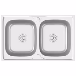 vidaXL Lavello Cucina Doppia Vasca 800x500x155 mm Argento Acciaio Inox - Vista aggiuntiva 2