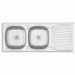 vidaXL Lavello Cucina Doppia Vasca 1200x500x155mm Argento Acciaio Inox - Vista aggiuntiva 2