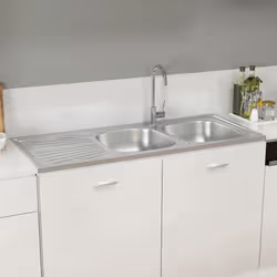 vidaXL Lavello Cucina Doppia Vasca 1200x500x155mm Argento Acciaio Inox - Vista aggiuntiva 3