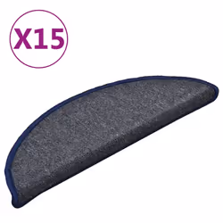 vidaXL Tappetini per scale 15 pz 56x17x3 cm Grigio scuro e blu semicircolari - Vista aggiuntiva 2