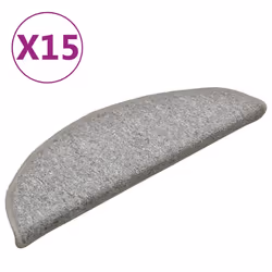 vidaXL Tappetini per scale 15 pz 56x17x3 cm Grigio chiaro Semicircolari - Vista aggiuntiva 2