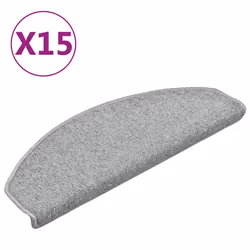 vidaXL Tappetini per scale 15 pz 65x24x4 cm Grigio chiaro Semicircolari Grandi - Vista aggiuntiva 2