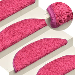 Vidaxl - 15 pz Tappetini per Scale, Tappeti Antiscivolo per Scale Interne per Bambini Rosa Chiaro 56x17x3 cm