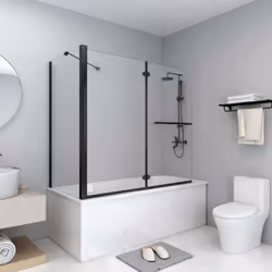 La nostra cabina doccia combina stile e funzionalità e si adatterà perfettamente al vostro arredo bagno. I profili neri e i p ...