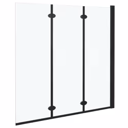 vidaXL Box Doccia Pieghevole a Libro 3 Pannelli in ESG 130x138 cm Nero - Vista aggiuntiva 3