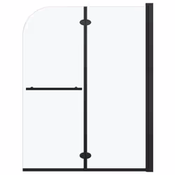 vidaXL Box Doccia Pieghevole a Libro 2 Pannelli in ESG 95x140 cm Nero - Vista aggiuntiva 2
